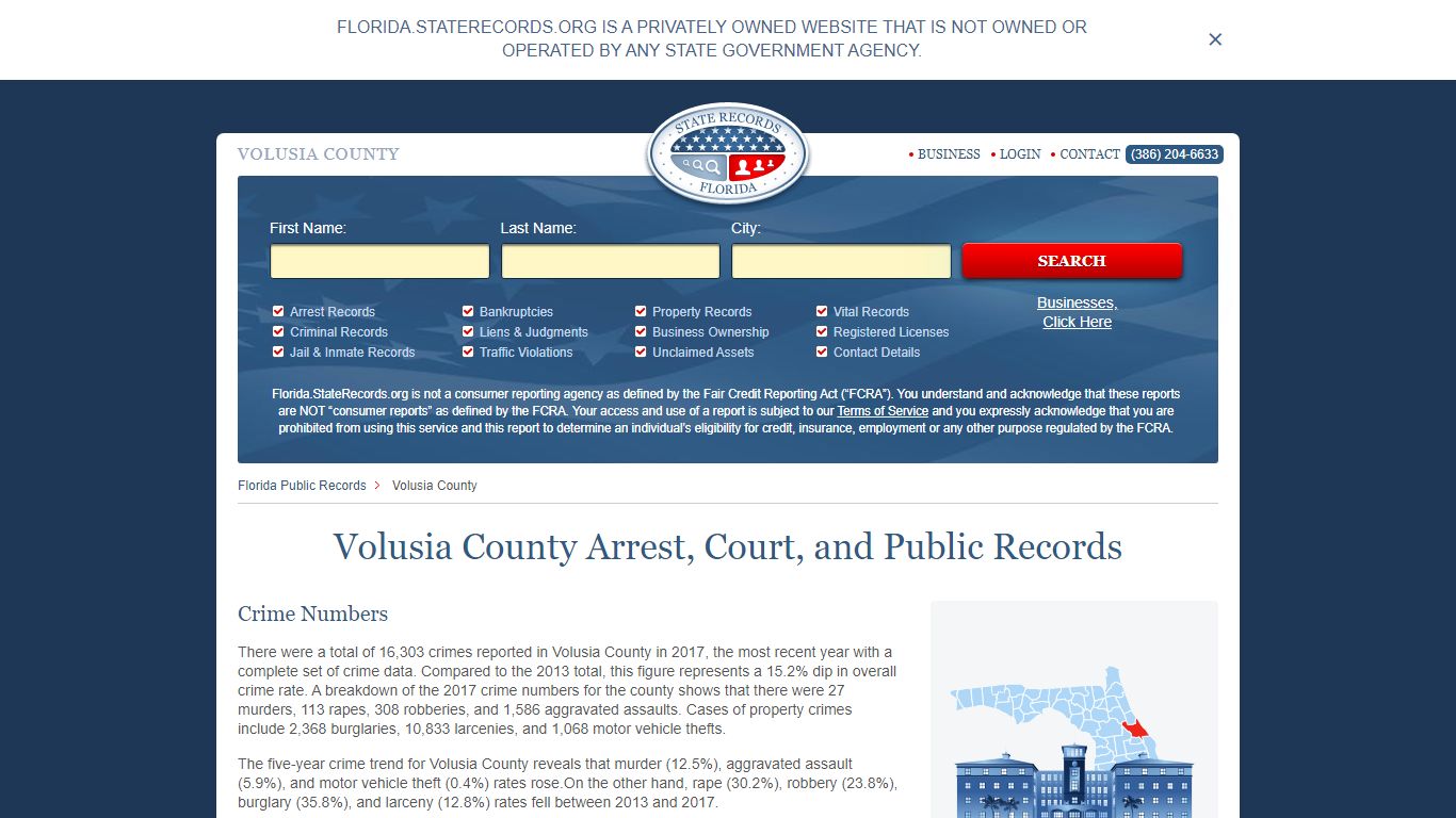 Volusia County Arrest, Court, and Public Records